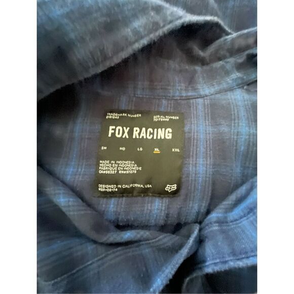 Fox Racing Mens Blue Black Short Sleeve Woven Soft Twill Button-Up Shirt Size XL - Picture 7 of 9